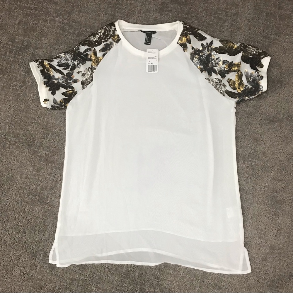 NEW Forever 21 Sequined Top, L